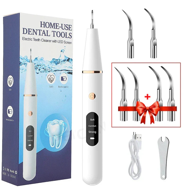 Brosse à dents ultrasonique rechargeable avec sa base, pour une hygiène dentaire avancée et des dents saines.
