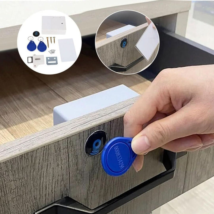Serrure électronique Vaultin pour tiroirs, sécurité meuble et maison intelligente.