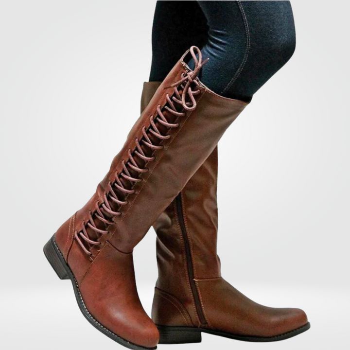 Bottes femme marron, design élégant et confort accru. Parfaites pour rester au chaud tout l'hiver avec style.