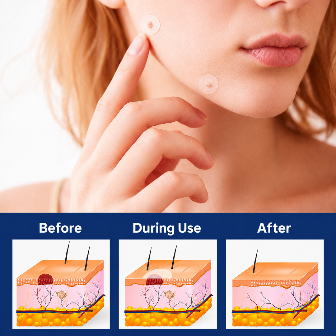 Application facile de patchs discrets pour l'enlèvement naturel des acrochordons. Soin dermatologique doux.