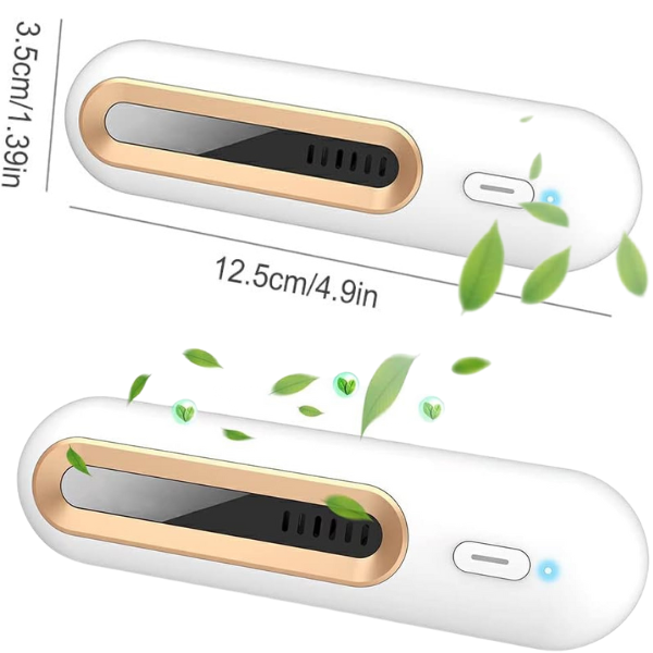 Purificateur d'air à oxygène actif, sans fil, rechargeable. Combat les mauvaises odeurs dans la maison, voiture et frigo.