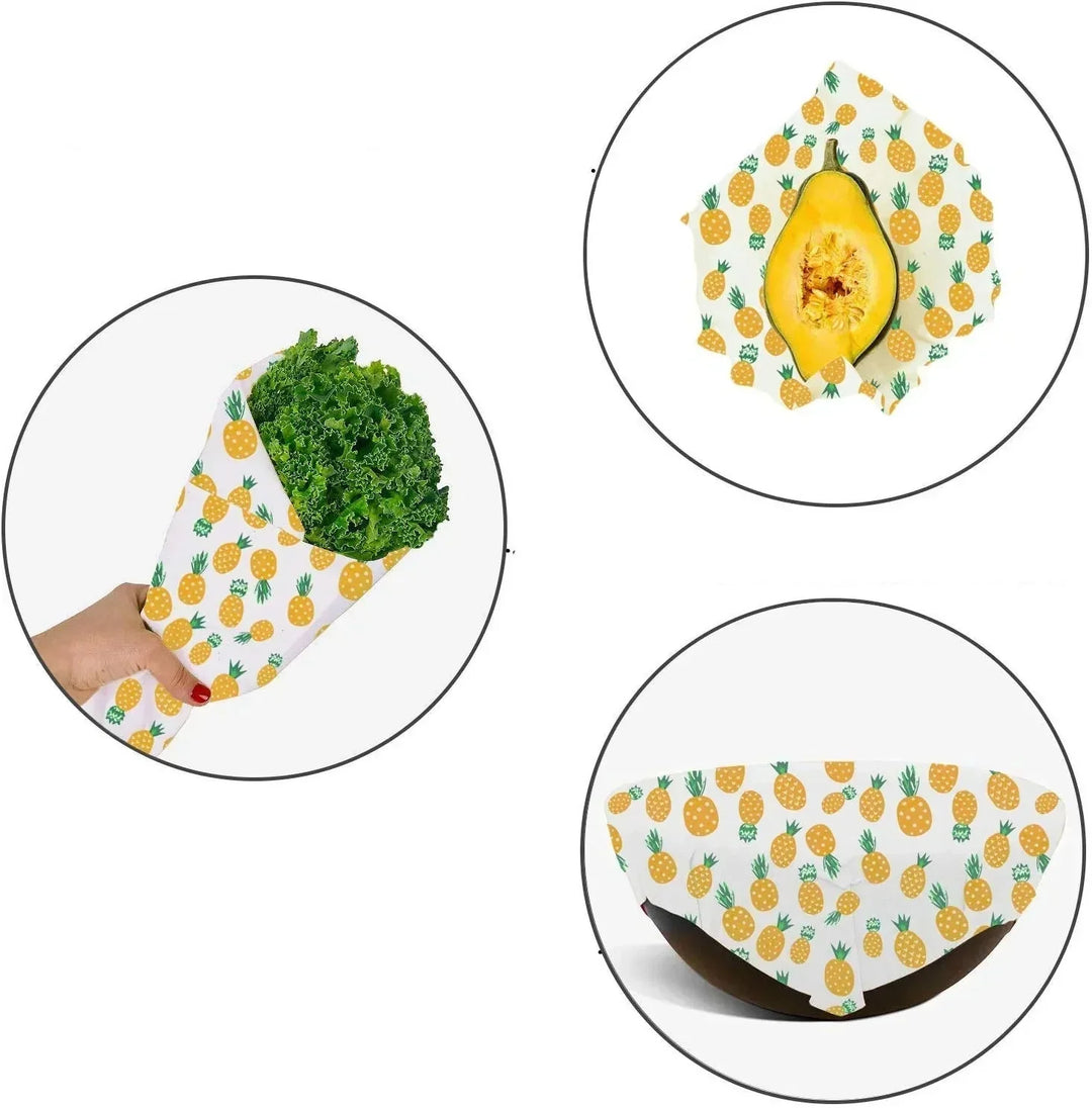 Cire d'abeille naturelle pour ces 3 emballages alimentaires réutilisables, gardant vos aliments frais plus longtemps.