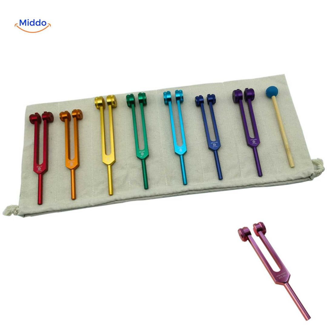 Collection de diapasons pour une thérapie sonore complète et apaisante du corps.