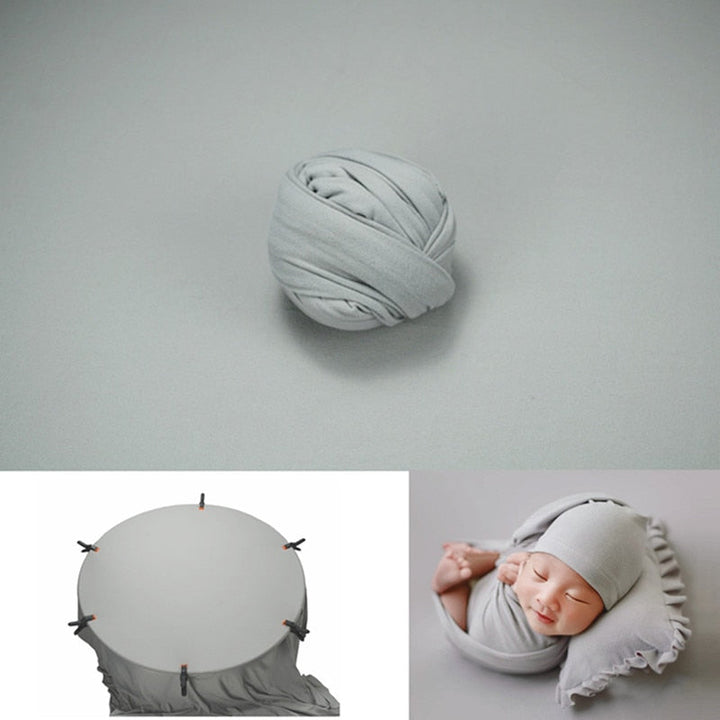 Ensemble mousseline en coton bio et toile de fond pour studio photo bébé.