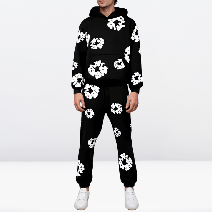 Survêtement complet décontracté en coton pour femme, style sportswear chic. Parfait pour le confort et la mode automnale.