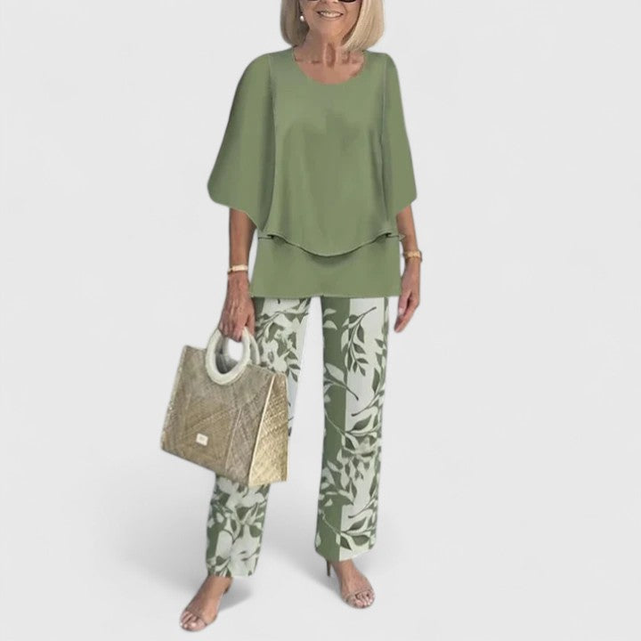 Ensemble pantalon femme décontracté chic et fluide, parfait pour un look moderne et confortable.