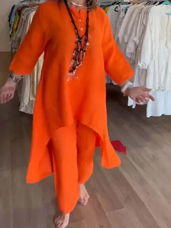 Vêtements femme confortables, ensemble fluide décontracté, mode deux pièces pour un style quotidien facile.