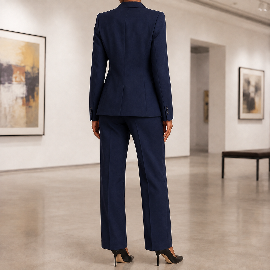 Complet femme formel : tailleur blazer et pantalon, parfait pour un événement spécial.
