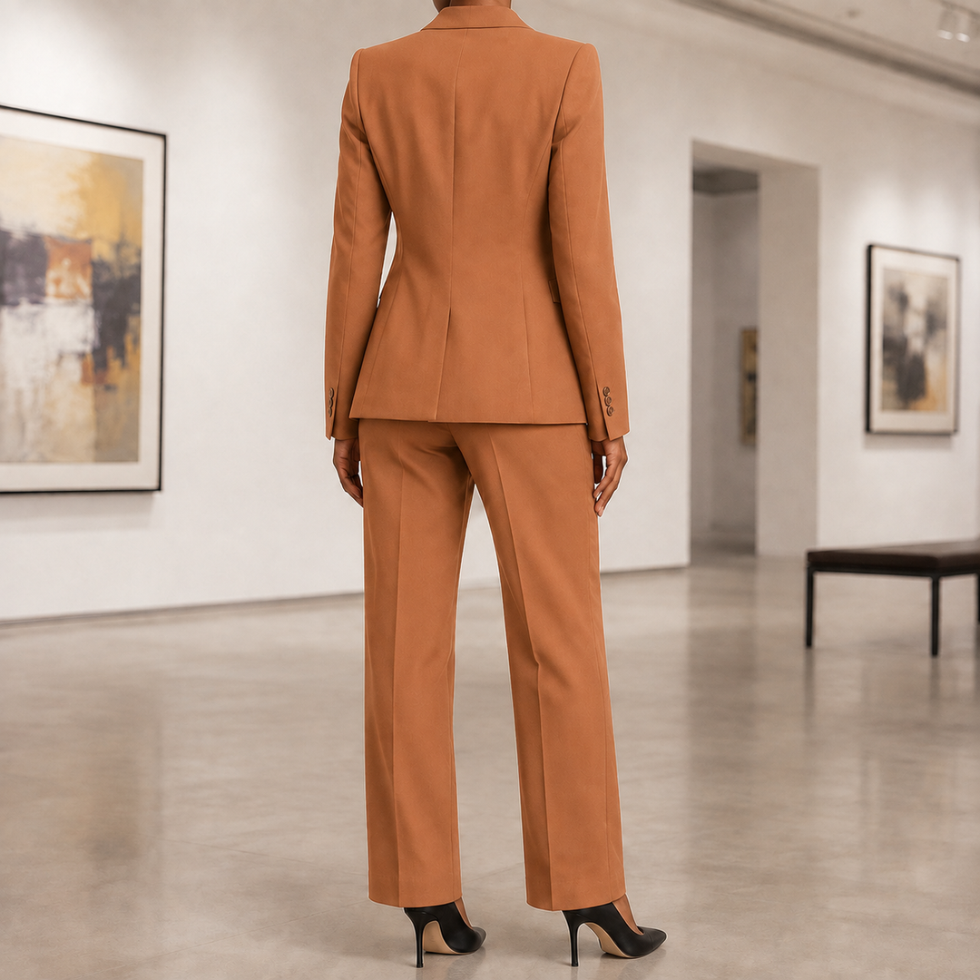 Tailleur femme sophistiqué : blazer et pantalon, idéal pour un look chic et raffiné.