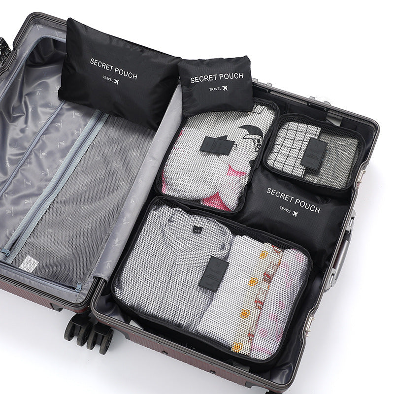 Ensemble organisateur de voyage déperlant. 6 pochettes de rangement pour valise, idéal pour bagage.