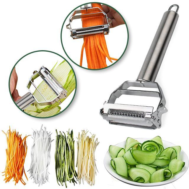 Éplucheur ergonomique pour légumes et fruits, un ustensile indispensable en cuisine, haute précision.