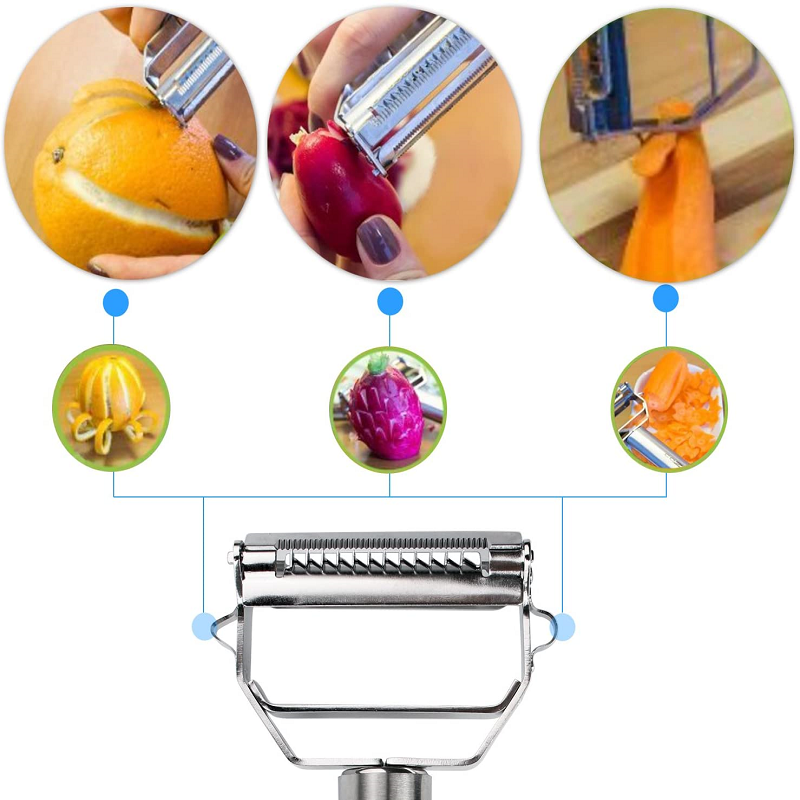 Outil de cuisine en acier inoxydable: épluche-légumes rapide et efficace pour toutes vos préparations.