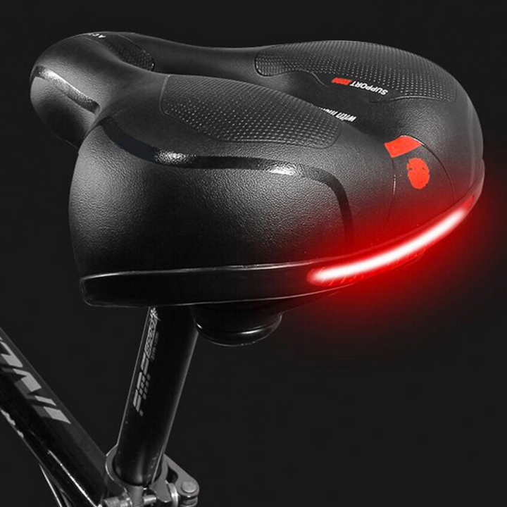 Selle de vélo ergonomique noire pour confort optimal, amortie, idéale longs trajets et cyclisme.