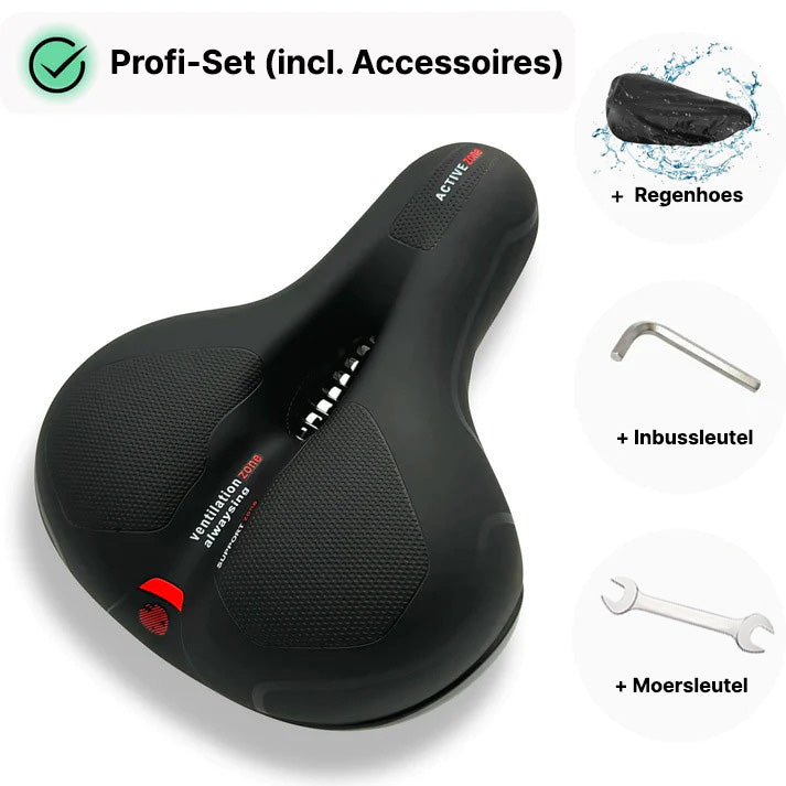 Selle de vélo avec rembourrage confortable, design ergonomique pour longues distances.