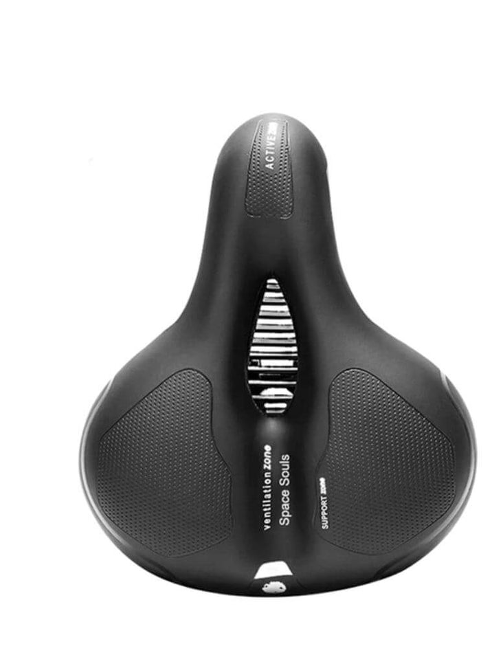 Selle vélo avec revêtement respirant et ergonomique, confort durable.