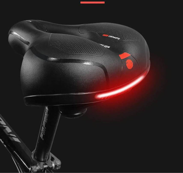 Selle vélo cyclisme avec absorption chocs, confort amélioré pour longues sorties.