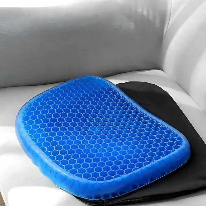Coussin de siège en gel ergonomique unisexe, soulage douleurs dos/coccyx, améliore posture bureau/voiture.