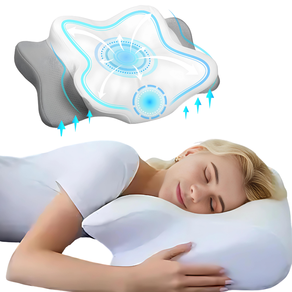 Oreiller ergonomique OrthoSleep 3D, améliore la qualité du sommeil et le bien-être général.