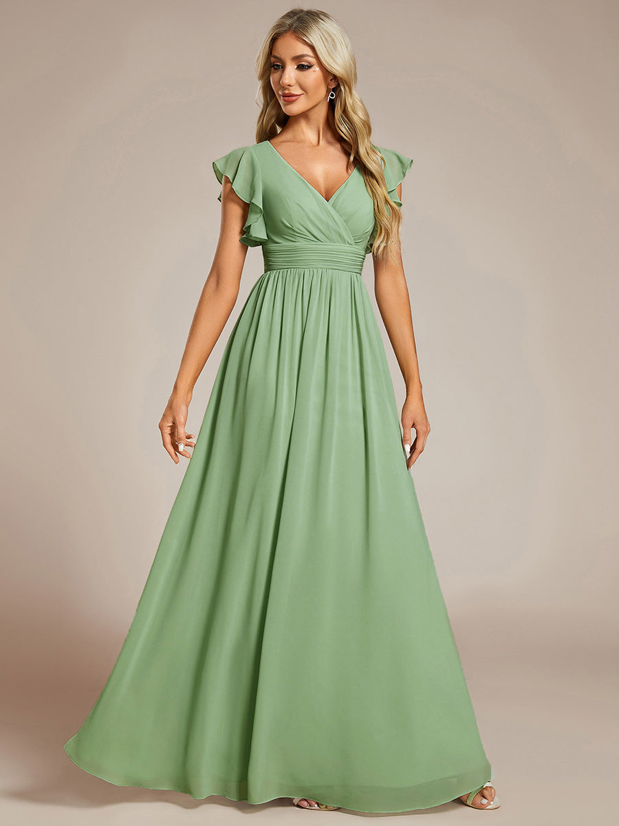 Robe élégante, dos ouvert, col en V, fluide. Idéale pour demoiselle d'honneur, soirée ou mariage de rêve.