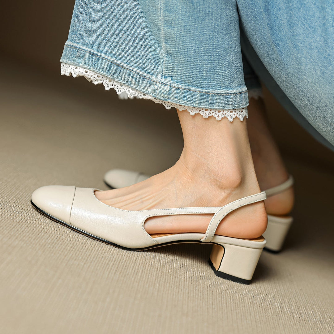 Chaussures élégantes femme, talons et slingback, avec confort antidérapant.