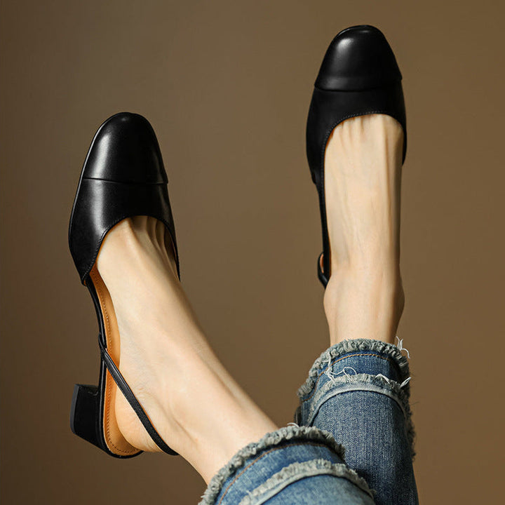 Mode femme : escarpins élégants slingback, bout amande, fonction antidérapante.