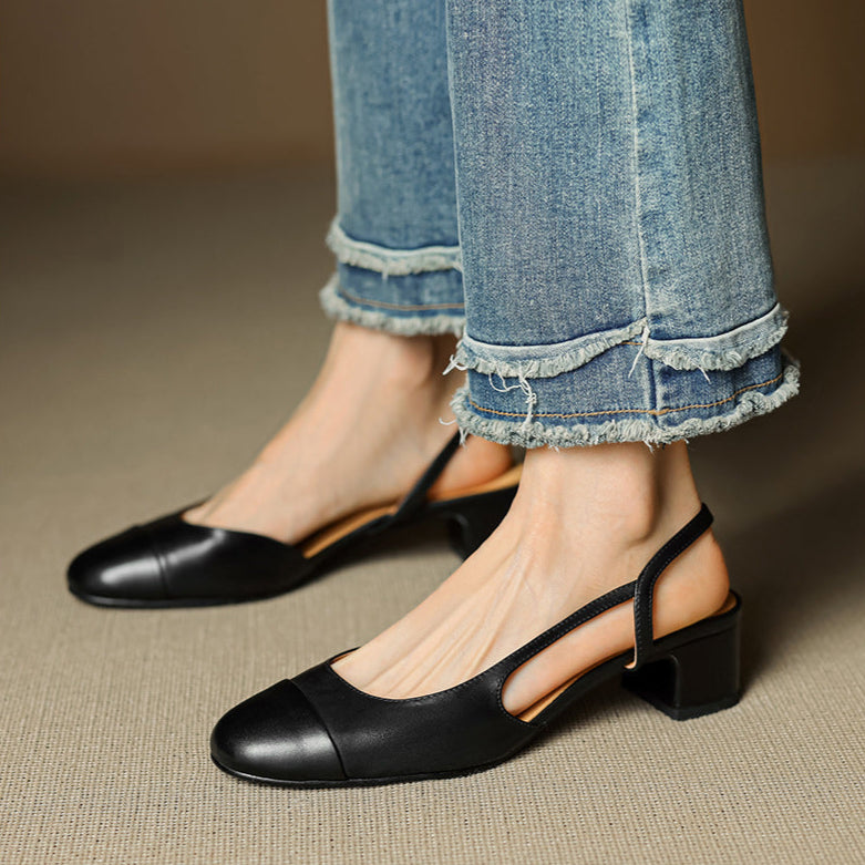 Escarpins femme, design slingback raffiné, bout amande, confort antidérapant.