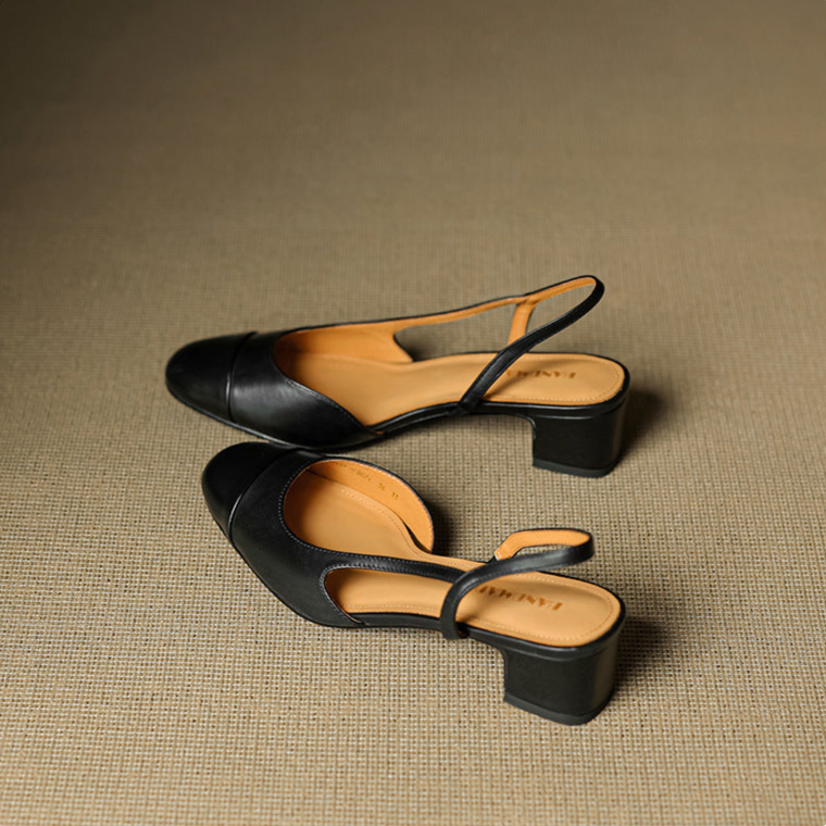 Chaussures habillées femme, escarpins slingback, bout amande, confort maximal.