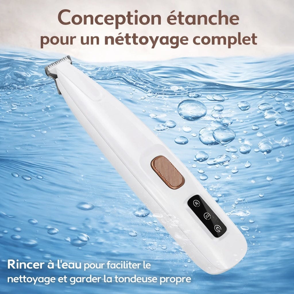 Mini tondeuse LED rechargeable, silencieuse et étanche, pour toilettage précis des animaux, soin des pattes.