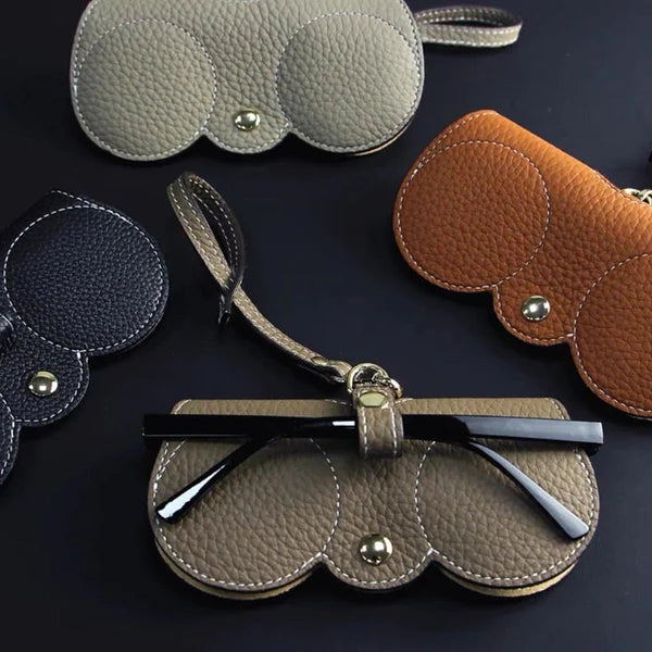 Étui portable en cuir souple pour lunettes de soleil, maintient vos lunettes en sécurité.