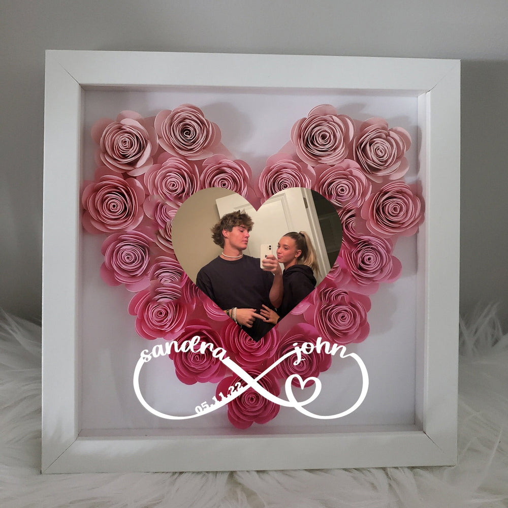 Cadeau personnalisé: cadre photo en forme de cœur pour immortaliser amour et souvenirs de famille.