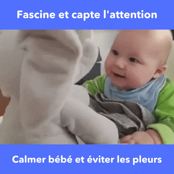 Jouet éléphant cache-cache interactif pour nouveau-né, stimule la curiosité et la motricité fine.