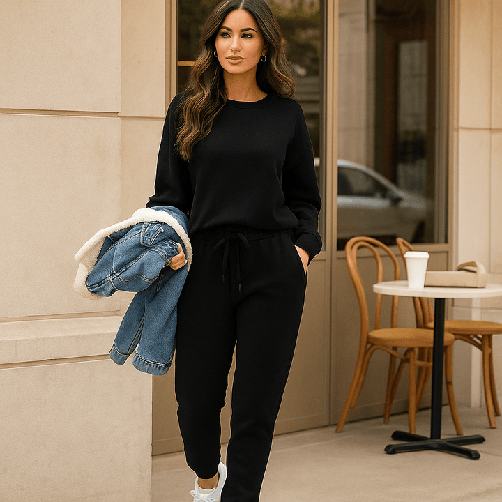 Ensemble femme en coton ultra-doux, parfait pour le confort et la détente. Vêtement décontracté polyvalent pour loisir.