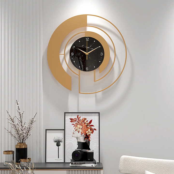 Art mural géométrique pour un intérieur contemporain, horloge silencieuse et discrète.