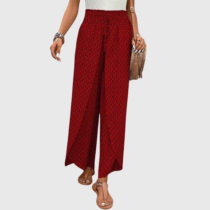 Pantalon palazzo chic femme, taille haute, coupe fluide. Essentiel mode pour un confort élégant.