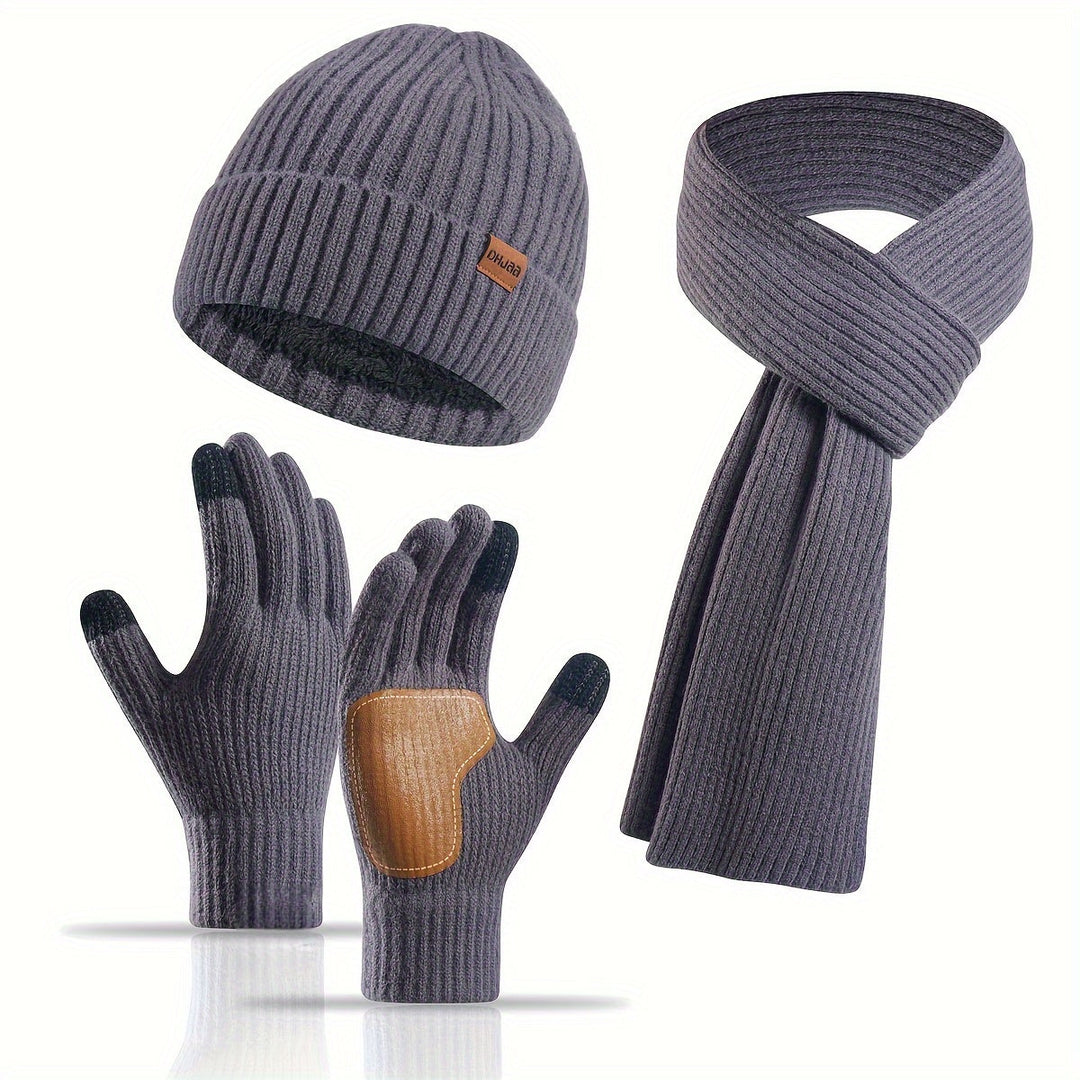 Ensemble hiver mode moderne: bonnet, écharpe, gants pour couples, style et fonctionnalité combinés.