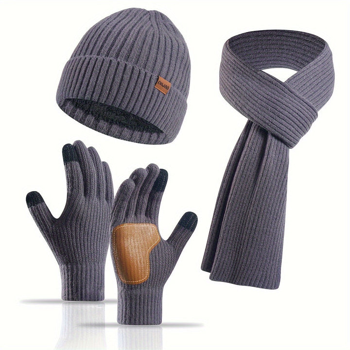 Ensemble hiver mode moderne: bonnet, écharpe, gants pour couples, style et fonctionnalité combinés.
