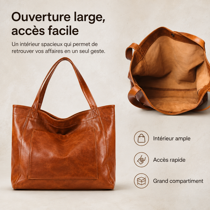 Sac fourre-tout vintage chic Elegancia pour femme, grand et pratique au quotidien.