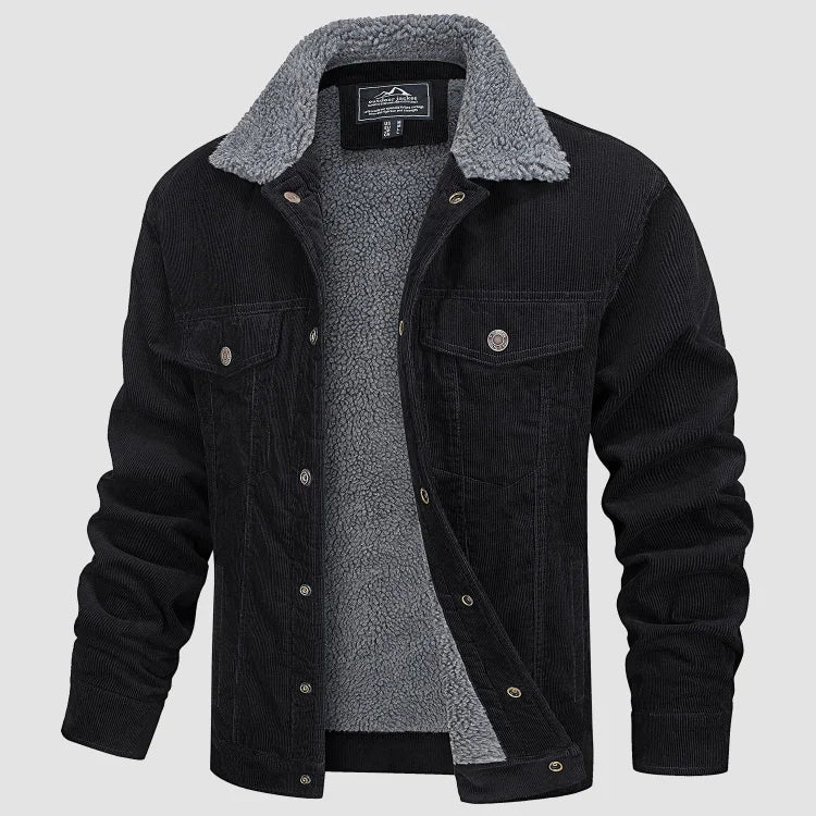 Veste trucker homme confortable et chaude en noir. Parfaite pour un style hivernal moderne et élégant. Mode masculine.