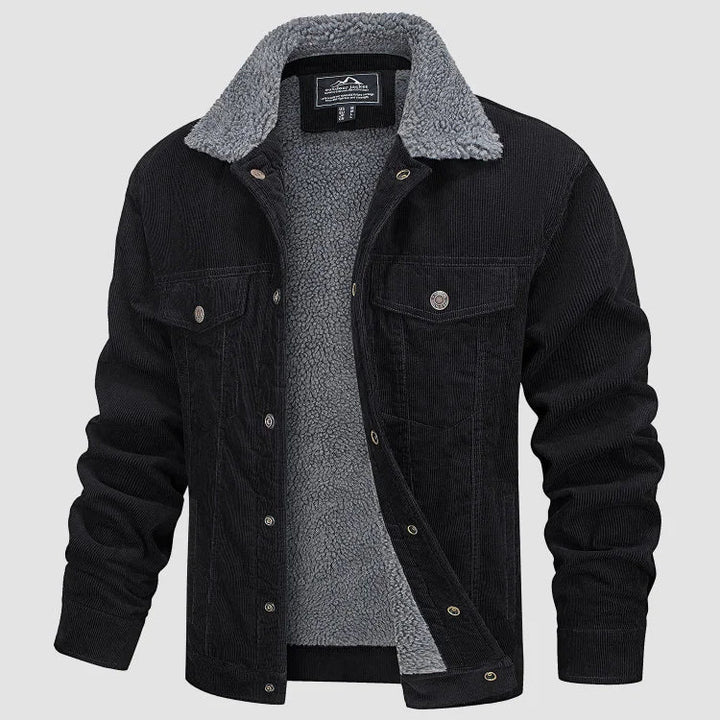 Veste trucker homme confortable et chaude en noir. Parfaite pour un style hivernal moderne et élégant. Mode masculine.