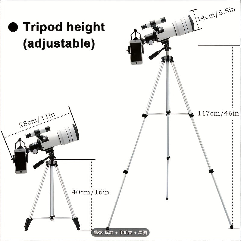 Télescope astronomique F30070 pour débutant/professionnel, exploration du ciel, grossissement puissant.