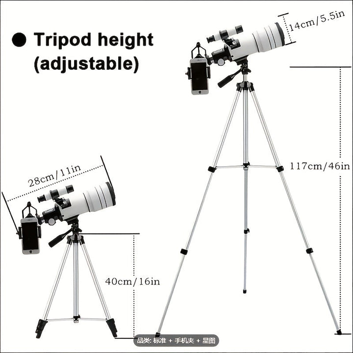 Télescope astronomique F30070 pour débutant/professionnel, exploration du ciel, grossissement puissant.