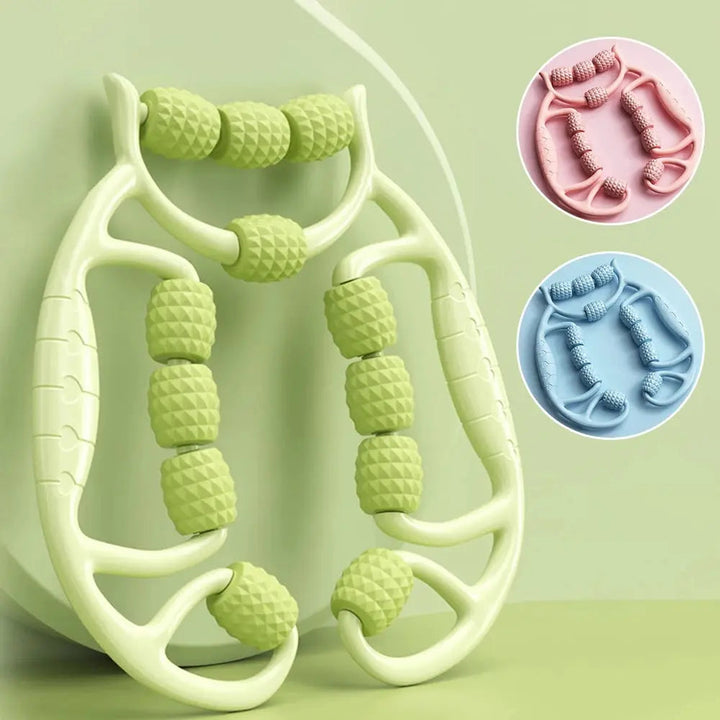Rouleau de massage ergonomique pour jambes. Lisse, tonifie la peau et soulage les douleurs musculaires, améliore la circulation.