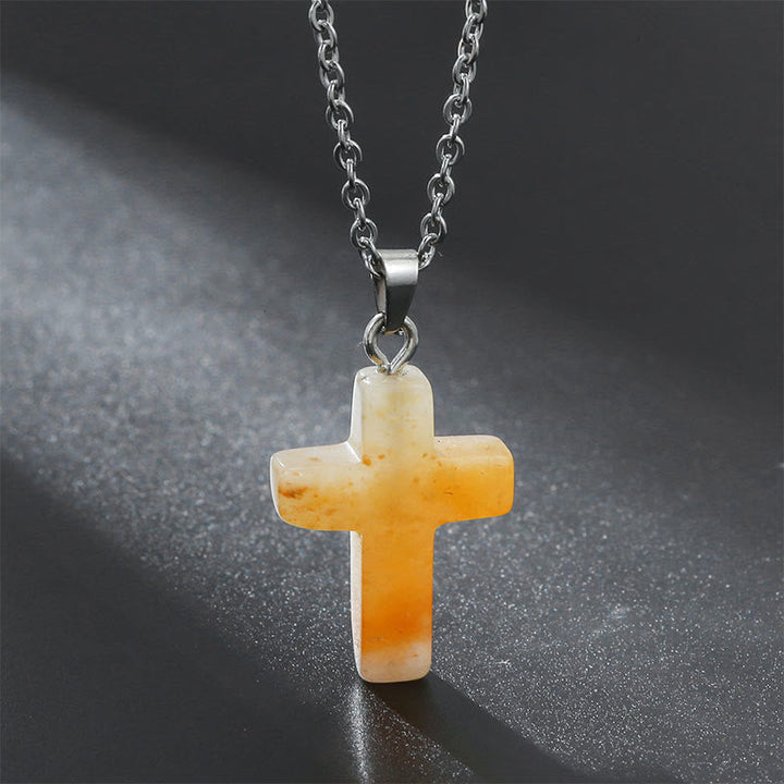 Collier croix quartz rose, bijou spirituel femme, compassion et bienveillance.