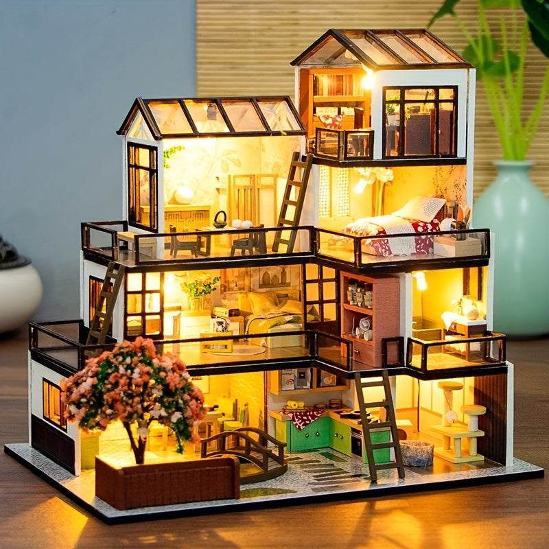 Loisir créatif: construisez votre maison miniature Lichtnest. Kit complet pour adultes, inclut lumières LED.