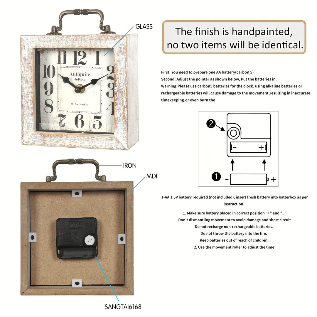 Horloge de salon en bois sculpté avec couvercle en verre, style rustique élégant pour toute pièce.