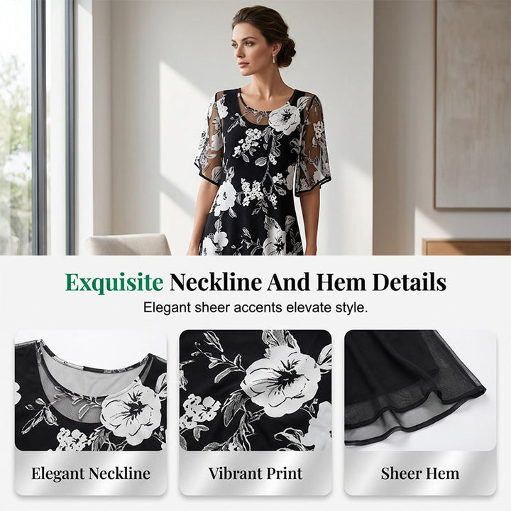 Robe fluide imprimé floral pour femme, style élégant et polyvalent, convient pour printemps/été.