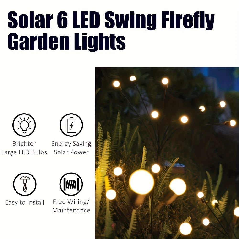 Éclairage extérieur solaire LED, imitant les lucioles. Idéal pour jardin, terrasse, balcon. Écologique et durable.