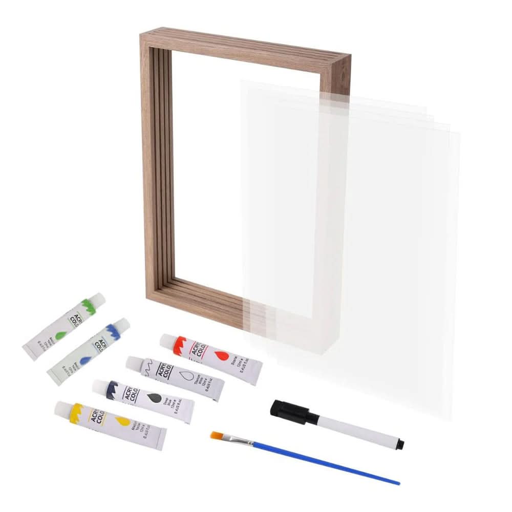 Cadre souvenir en bois pour empreinte de bébé et photo. Argile non toxique incluse. Pour nouveau-né.