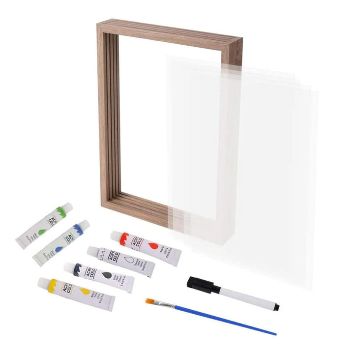 Cadre souvenir en bois pour empreinte de bébé et photo. Argile non toxique incluse. Pour nouveau-né.