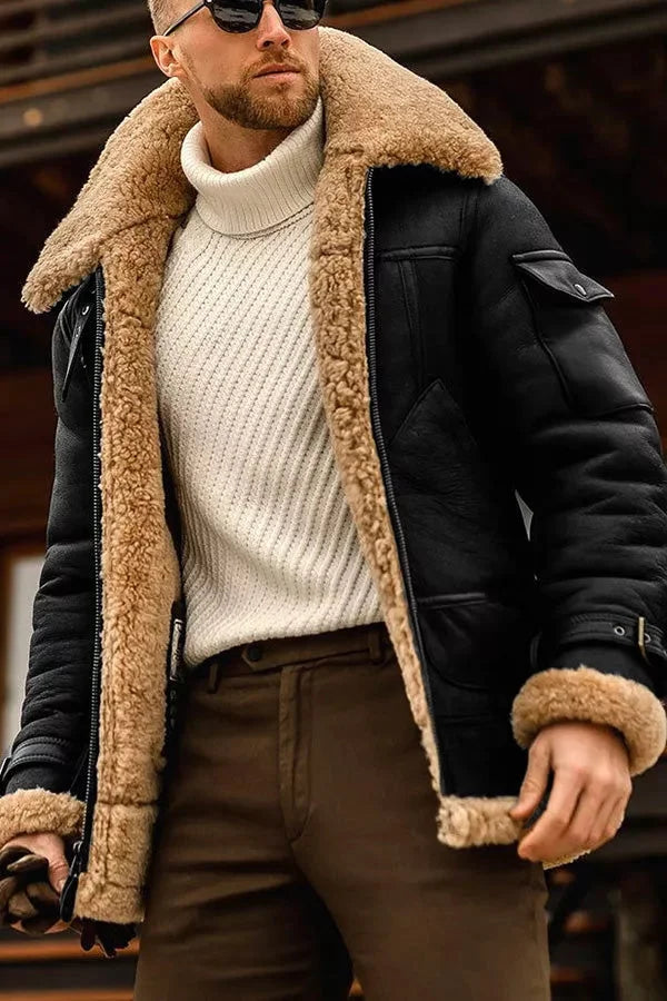Veste homme élégante camel, style aviateur, pour rester au chaud cet hiver avec confort et mode.